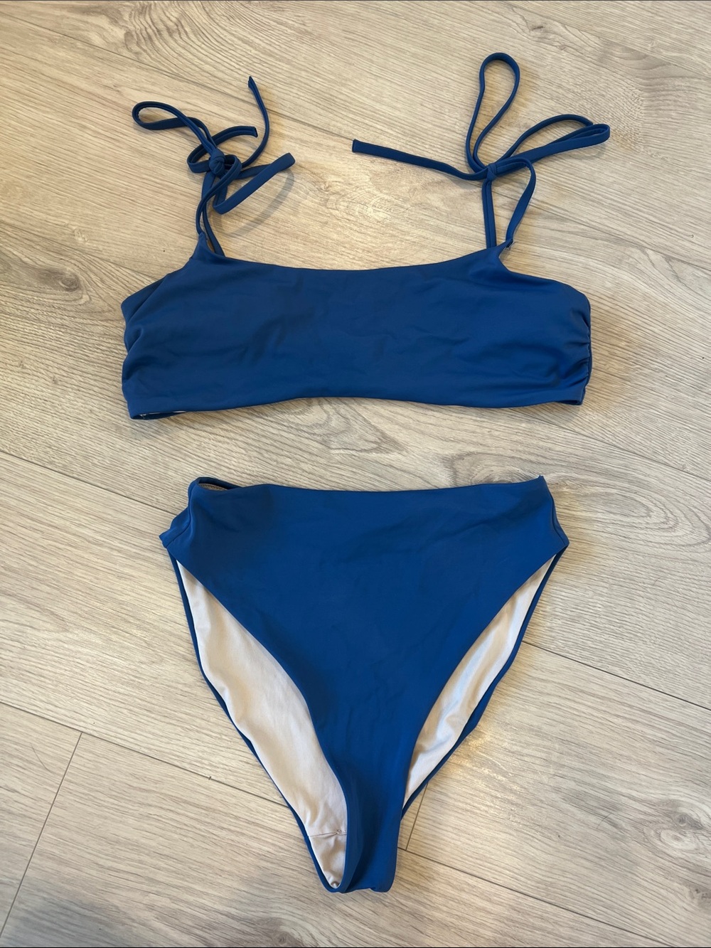 Chelsea28 Navy Tie-Shoulder Bandeau Bikini Set
